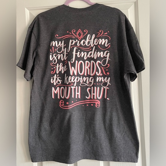 NWT Southern Attitude Funny Graphic Tee Shirt Size L WORDS Keeping My MOUTH SHUT - Picture 2 of 5